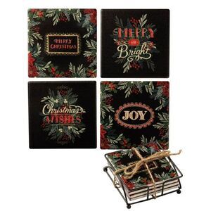 Christmas Coaster Set Holiday Decor Primitives by Kathy Home Xmas Decorations